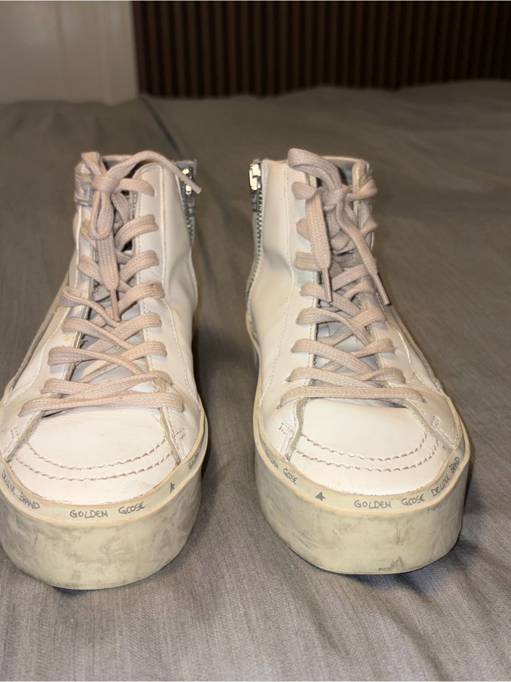 Golden Goose Hi Star Sneakers Hi Slide White W/ Pink Laces, 35 (5), High Top - Picture 2 of 15